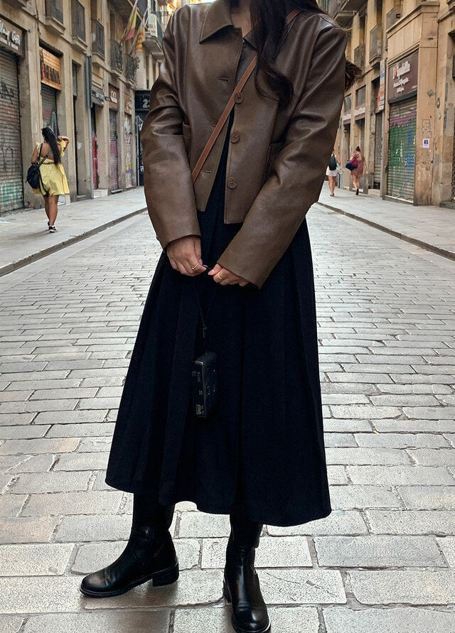 Aveline Cropped Leather Blazer | Black Friday 35% Korting