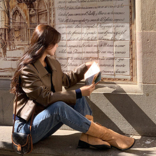 Aveline Cropped Leather Blazer | Black Friday 35% Korting