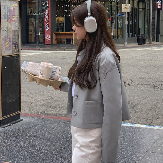 Aveline Cropped Leather Blazer | Black Friday 35% Korting