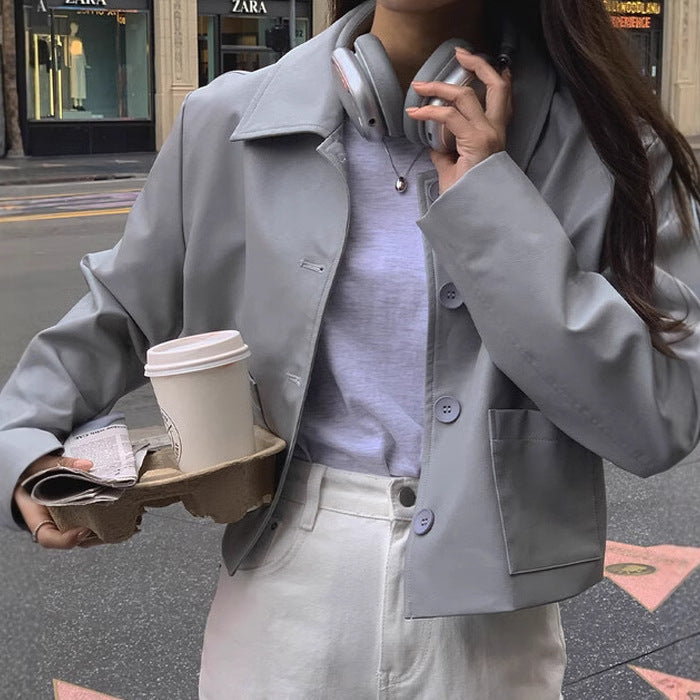 Aveline Cropped Leather Blazer | Black Friday 35% Korting